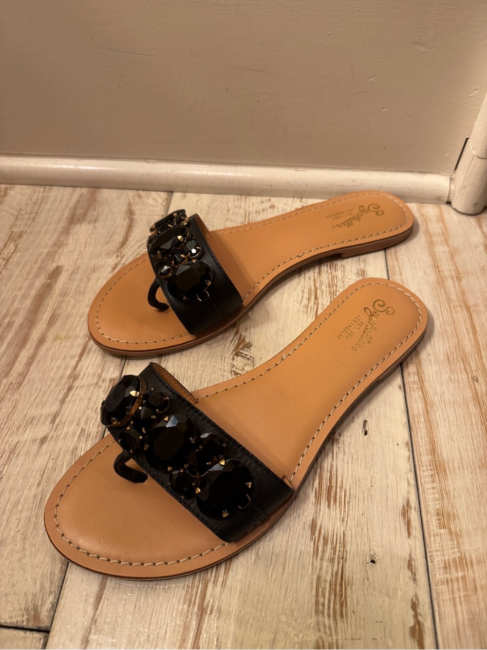 Black Seychelles Jeweled Slide Sandals - Women